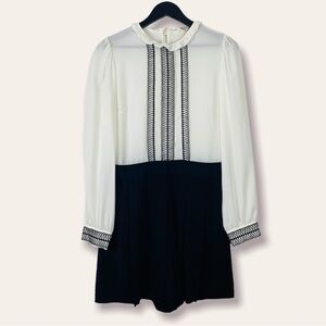 Miss SELFRIDGE White Black Embroidered Romper Size 8